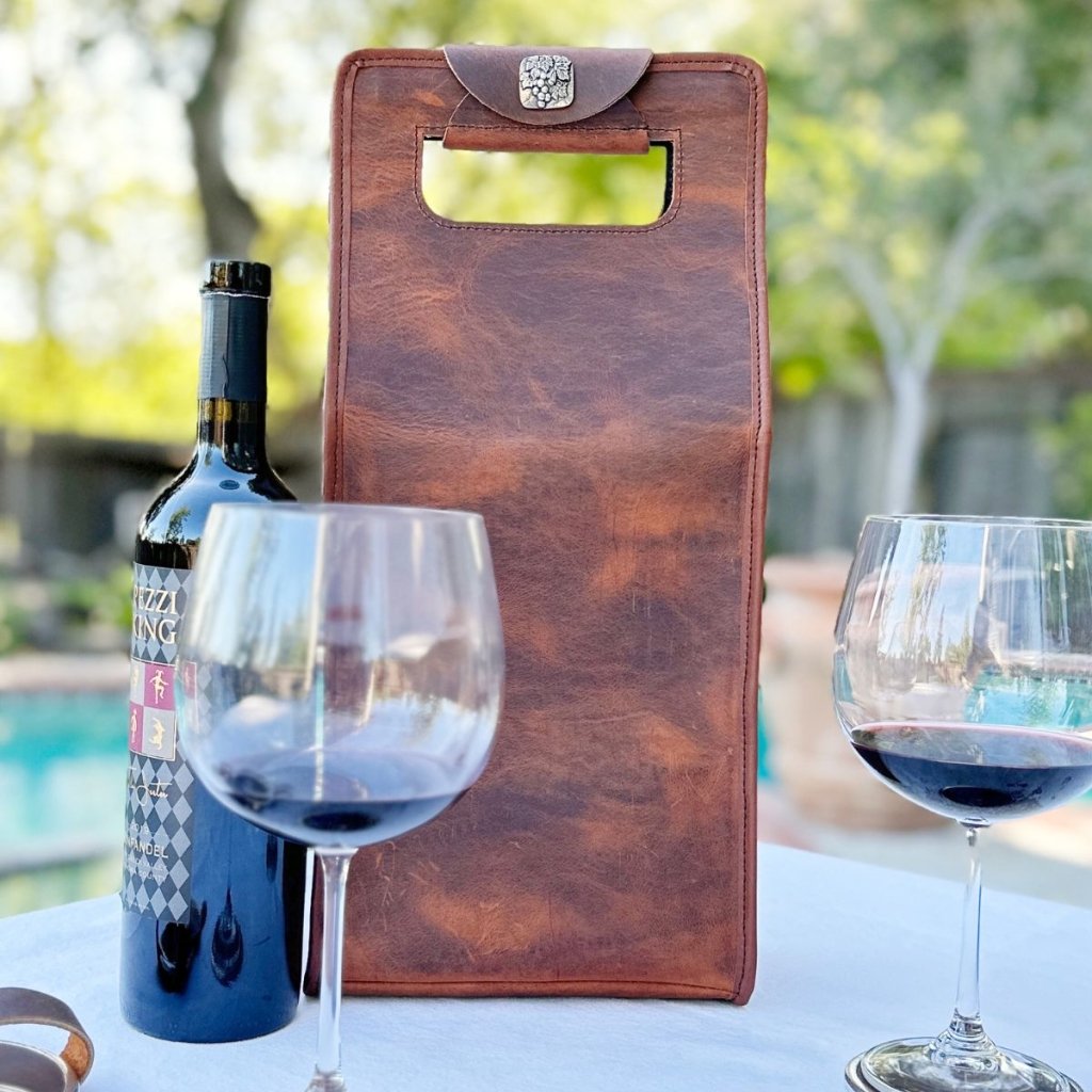 Limited Edition Rustic Leather Wine Bottle Carrier Bags