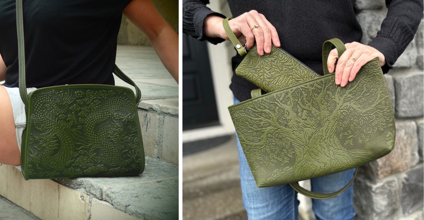 Leather Handbags in Green collection