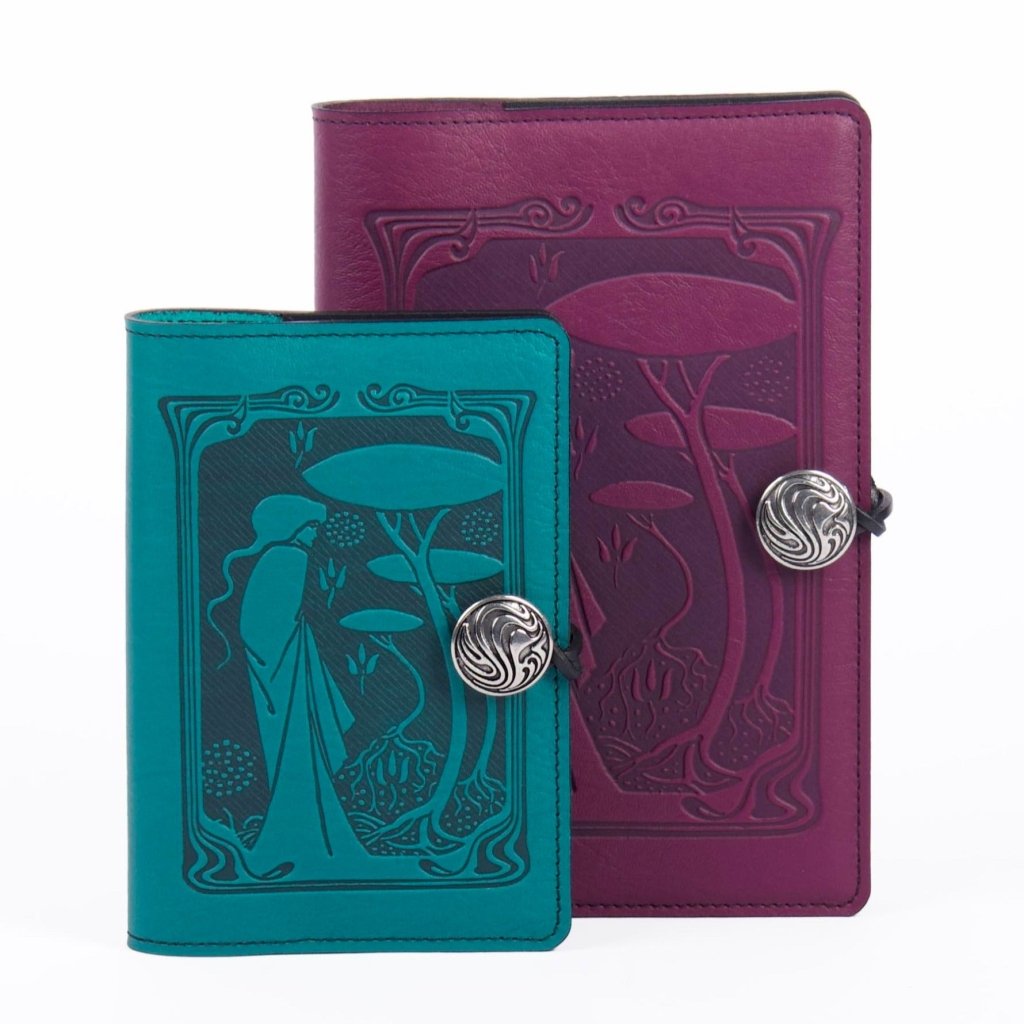 Guinevere large and small journals in teal and Orchid front view