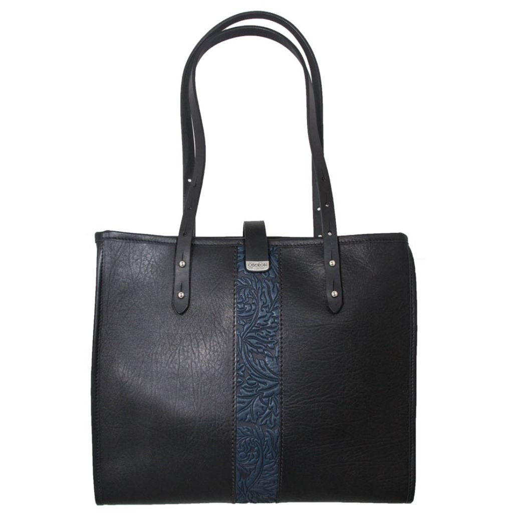 Leather Handbag, Sonoma Tote, Acanthus in Navy Back View