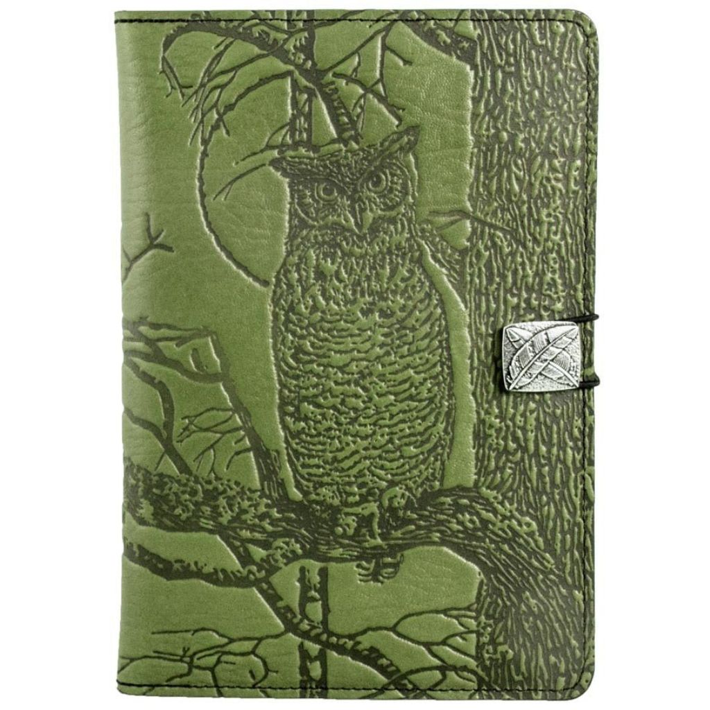 Oberon Design Leather iPad Mini Cover, Case, Horned Owl, Fern