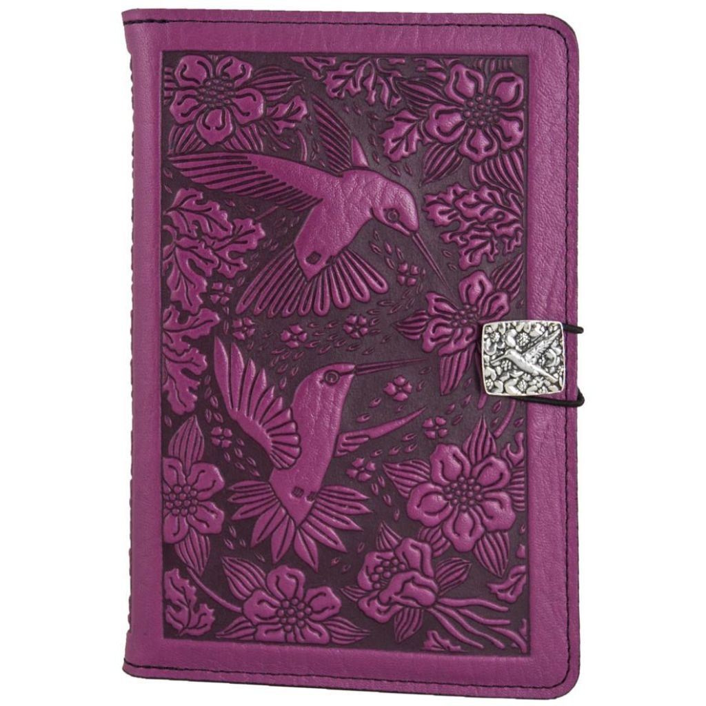 Oberon Design Leather iPad Mini Cover, Case, Hummingbirds, Orchid