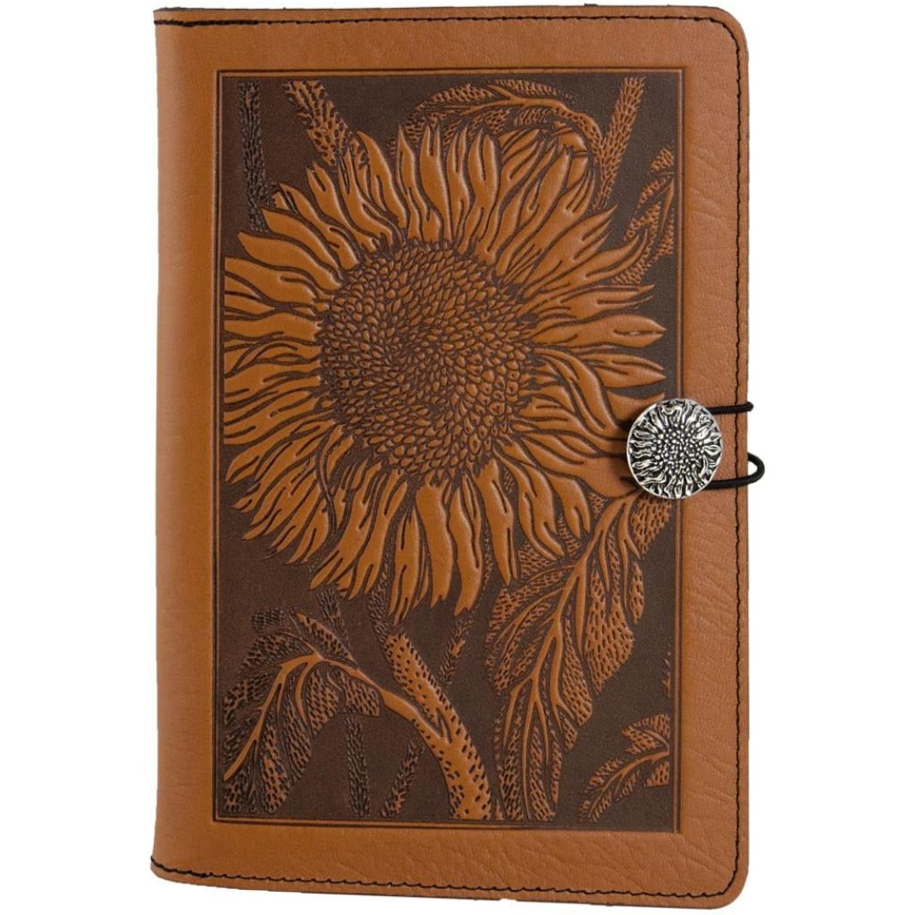 Oberon Design Leather iPad Mini Cover, Case, Sunflower, Saddle
