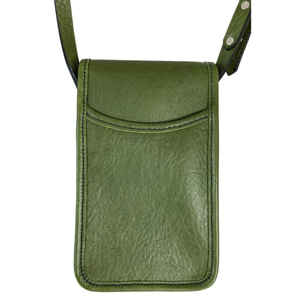 Small Leather Women&#39;s Handbag, Back Phone Pocket, Fern Color