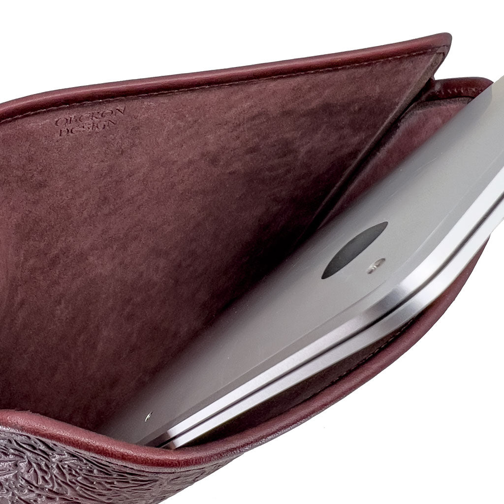 Leather Laptop Sleeve, MacBook Case, Tablet Cover, Wine Interior with Computer