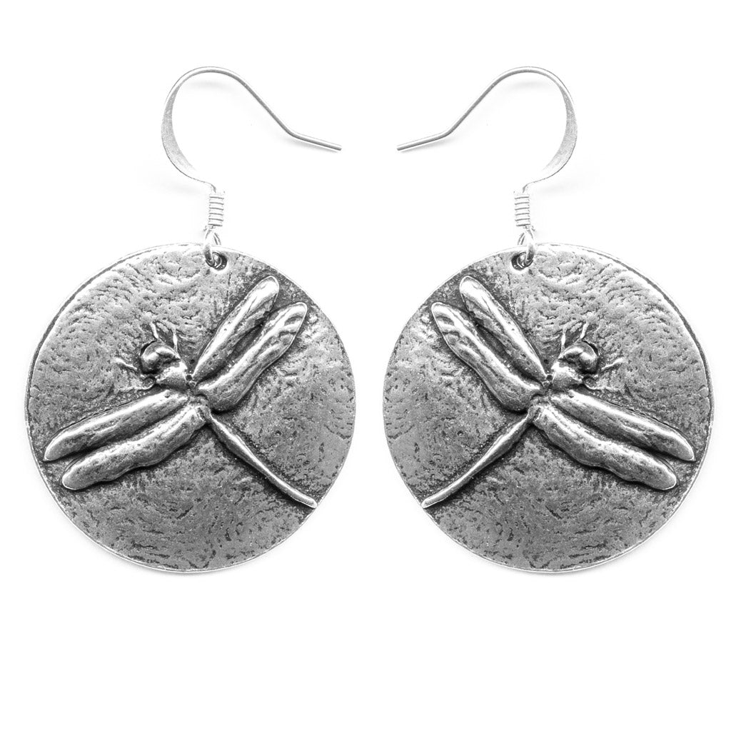 Oberon Design Britannia Metal Jewelry, Earrings, Dragonfly