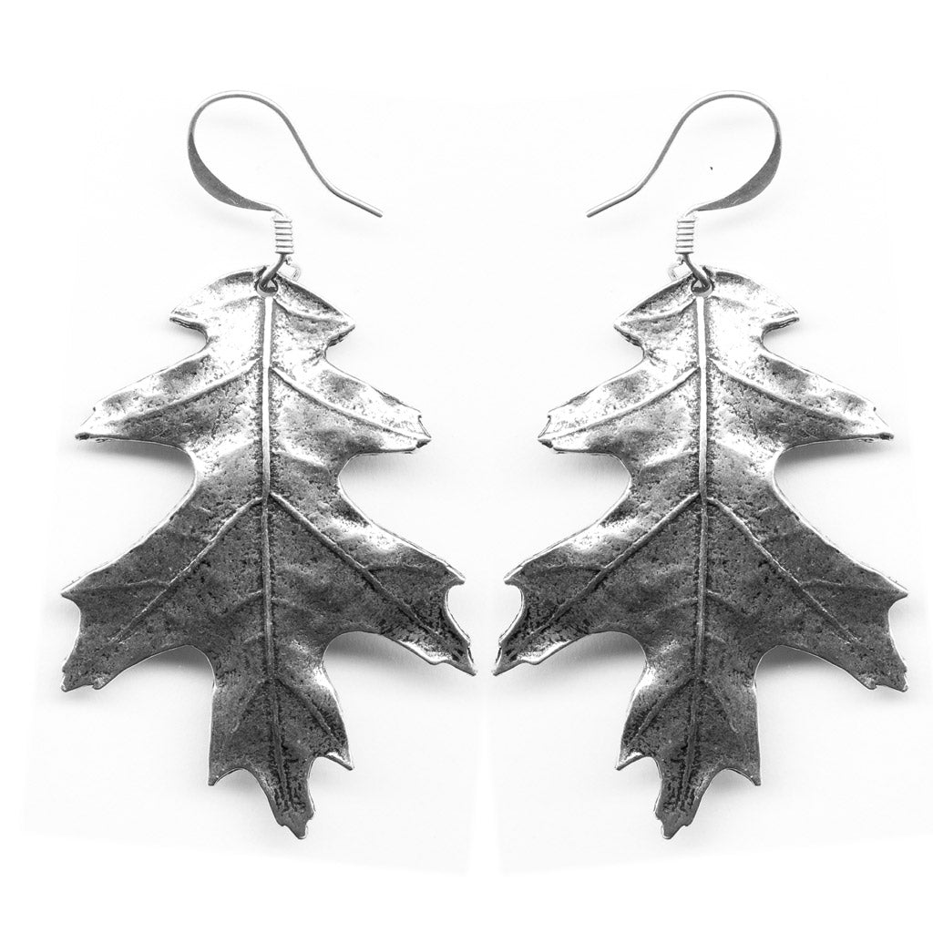 Oberon Design Oak Leaf Jewelry Set, Hand Cast, Earrings