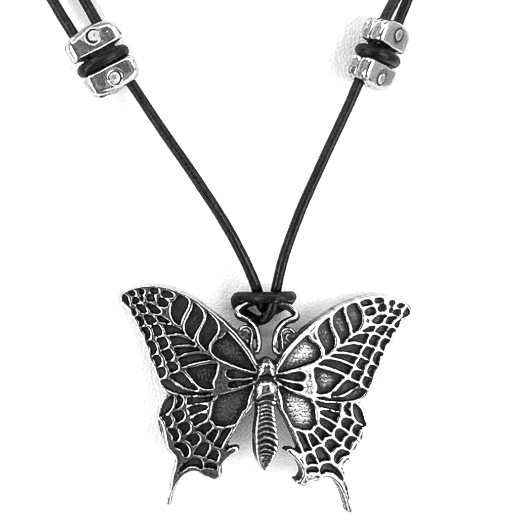 Oberon Design Butterfly Hand-Cast Britannia Metal Necklace