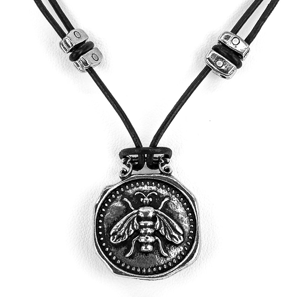 Oberon Design Honey Bee Hand-Cast Britannia Metal Necklace