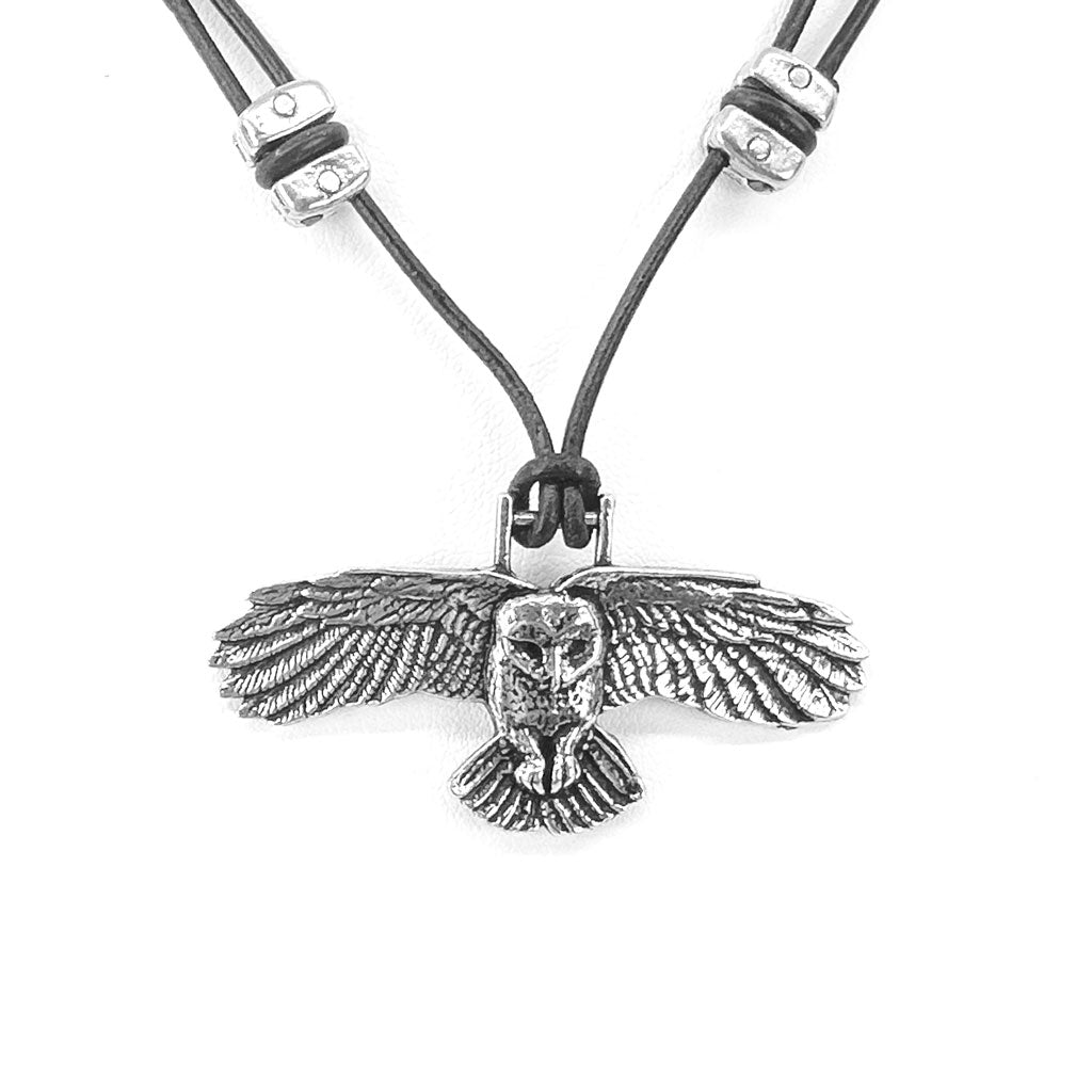 Oberon Design Owl Hand-Cast Britannia Metal Necklace