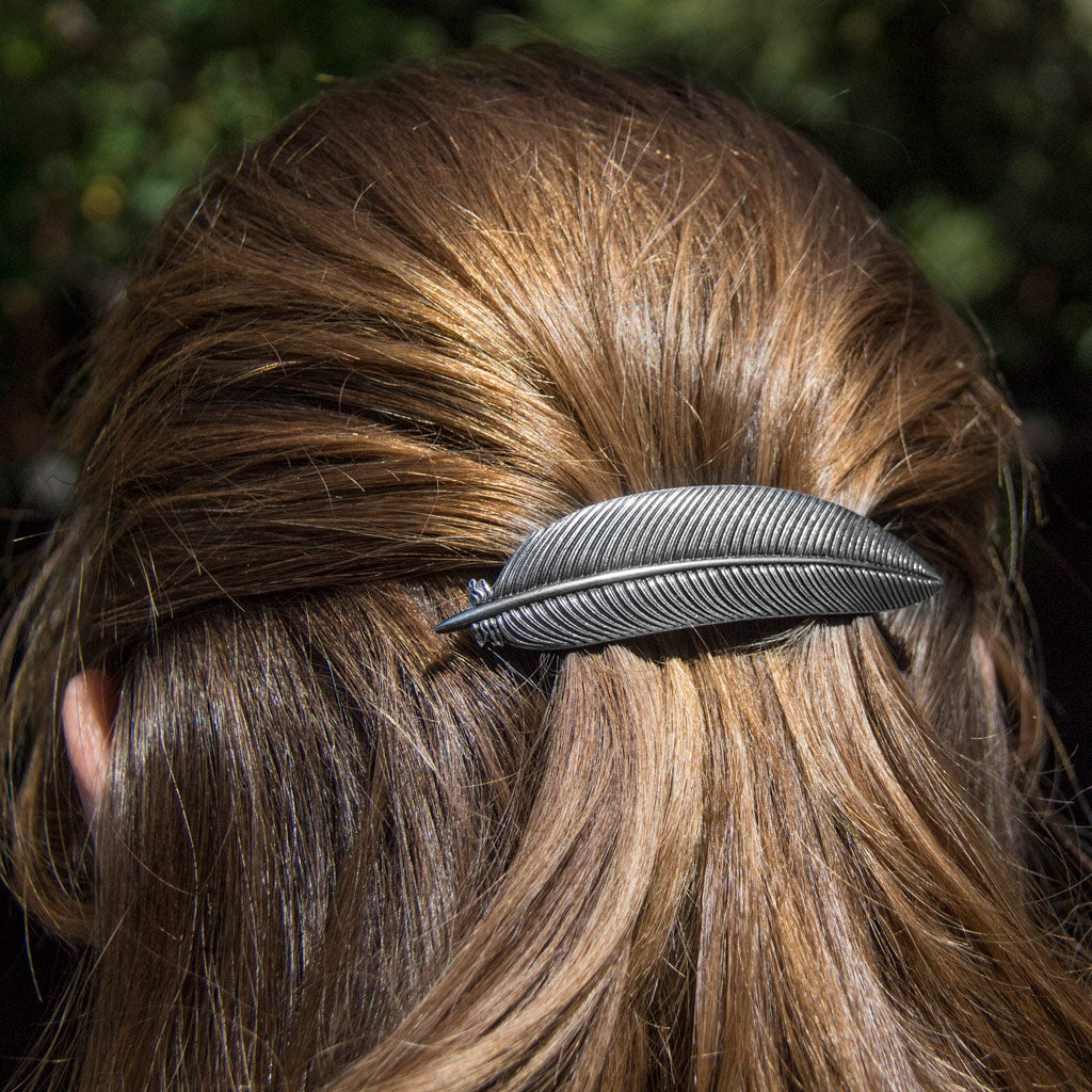 Oberon Design Hair Clip, Barrette, Hair Accessory, Feather, Partial