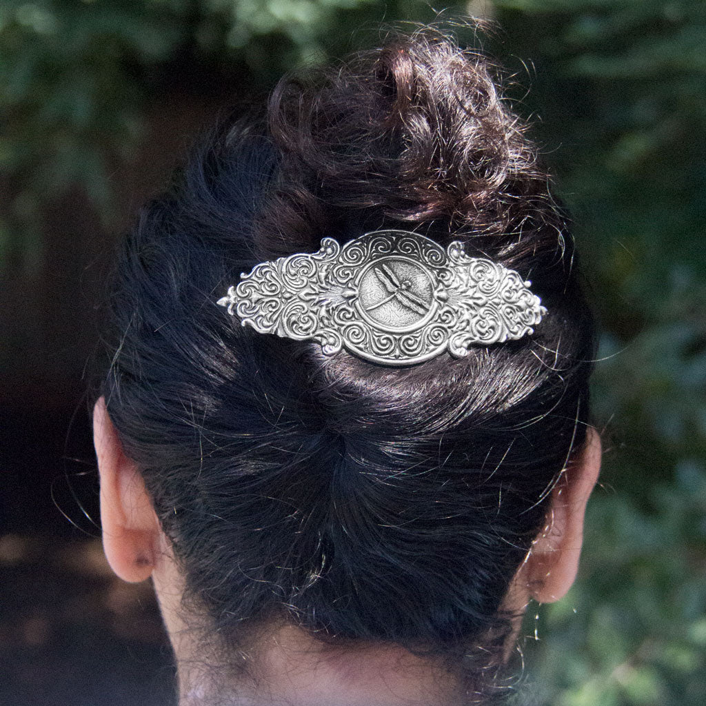 Oberon Design Hair Clip, Barrette, Hair Accessory, Victorian Dragonfly, Model 3