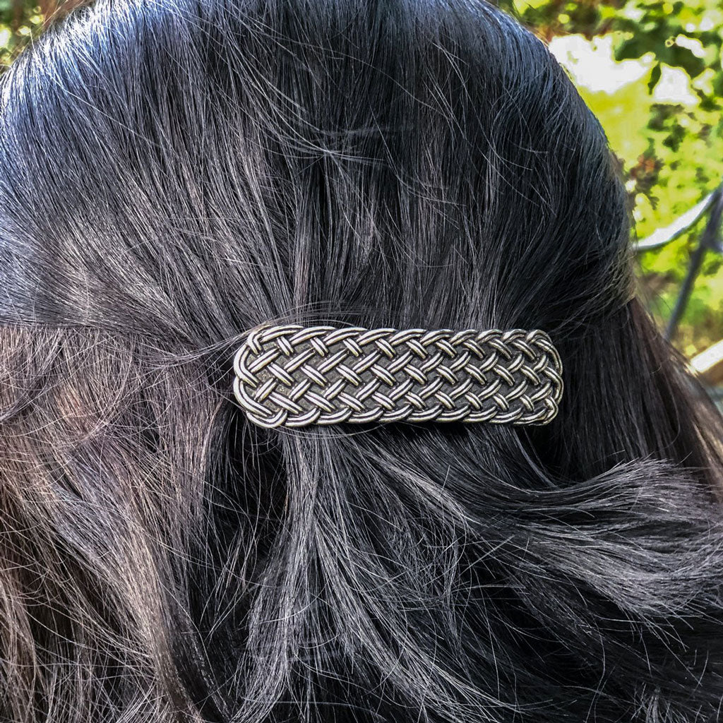 Oberon Design Hair Clip, Barrette, Hair Accessory, Woven Celtic, Model