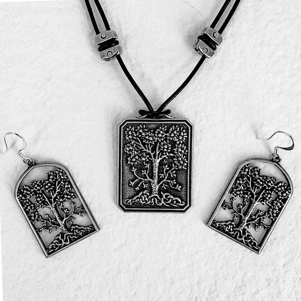 Oberon Design Wisdom Tree Jewelry Set, Necklace &amp; Earrings