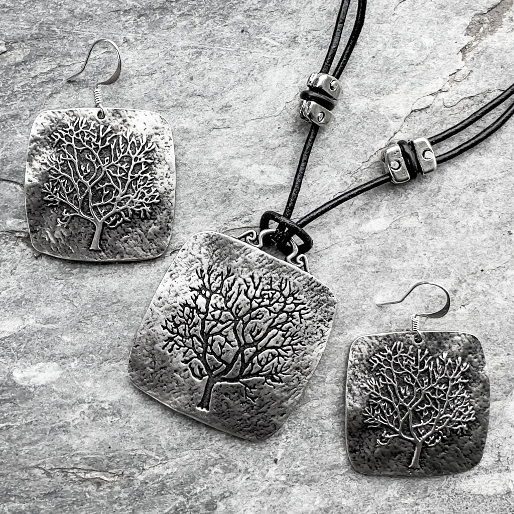 Oberon Design Jewelry Set, Rune Tree Necklace &amp; Earrings