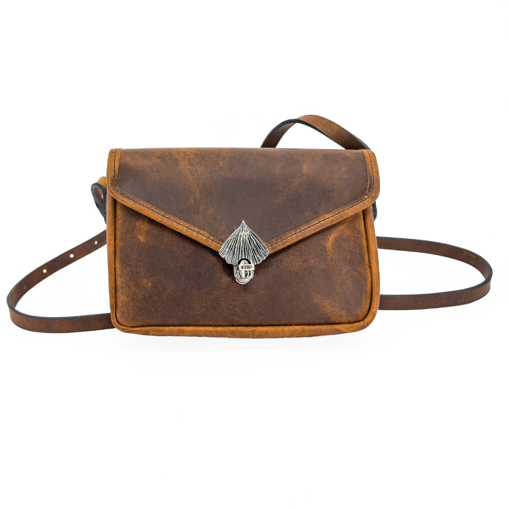Oberon Design Leather Women's Cell Phone Handbag, Becca, Hard Times