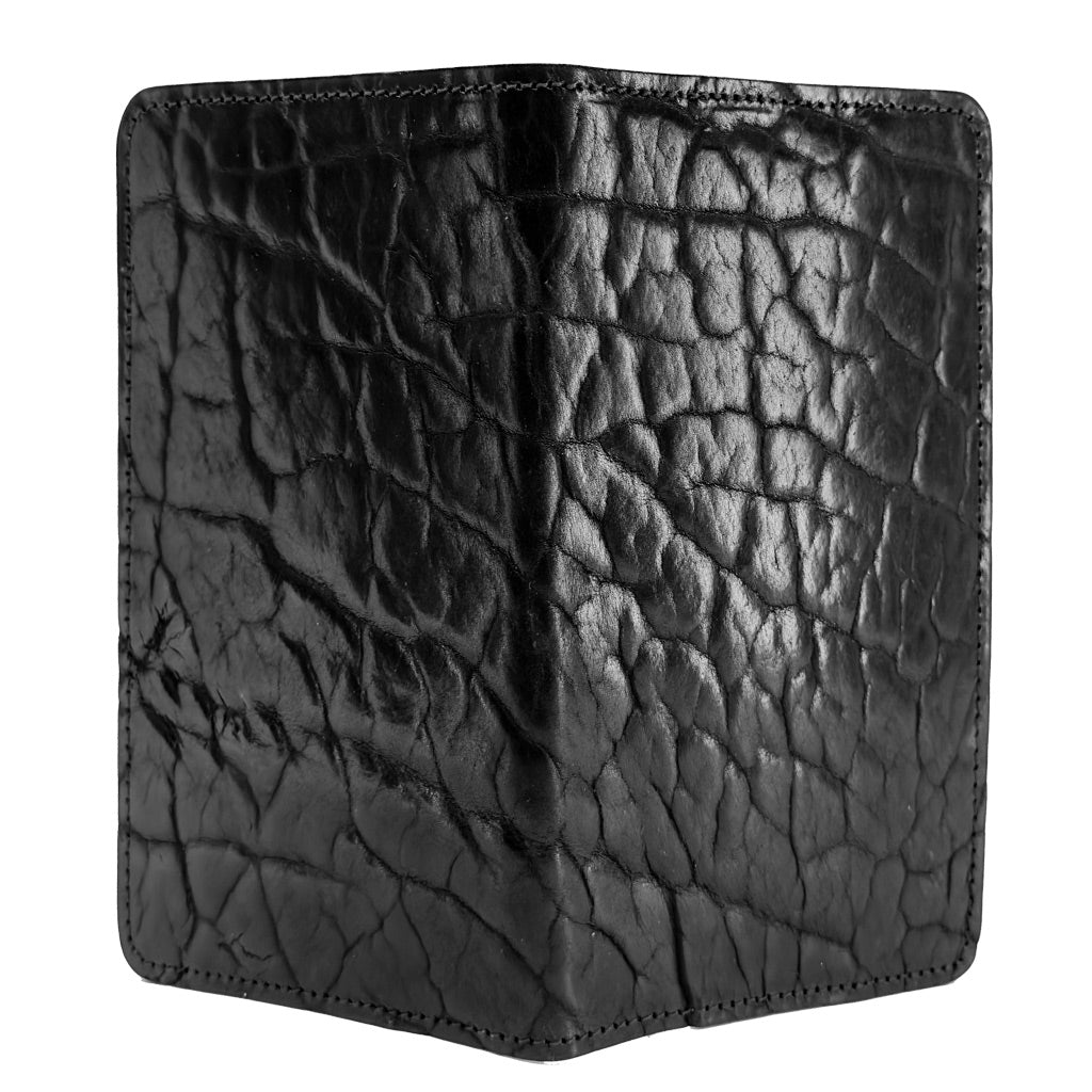HAPPY EXTRA, Glazed Shrunk Bison Checkbook Cover in Black