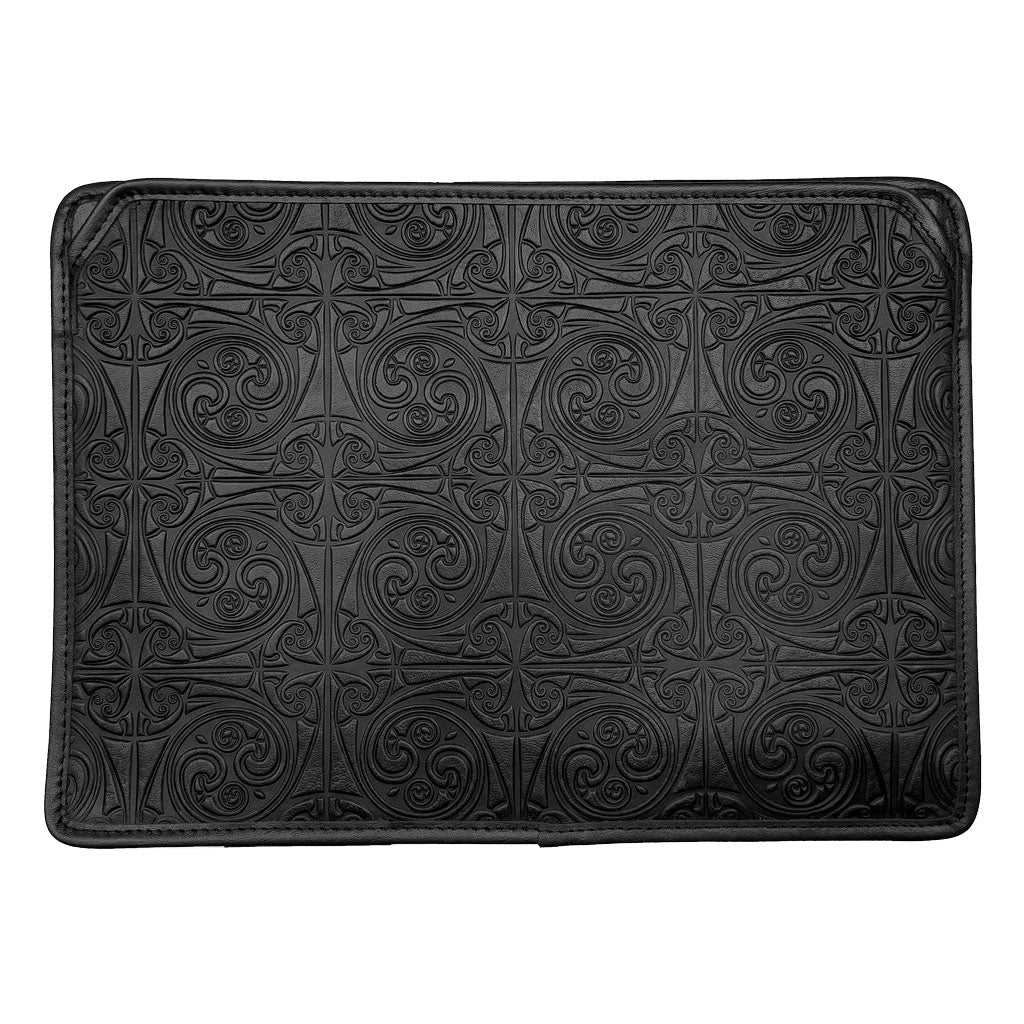Leather Laptop Sleeve, MacBook Case, Tablet Cover, Triskelion Knot, Black