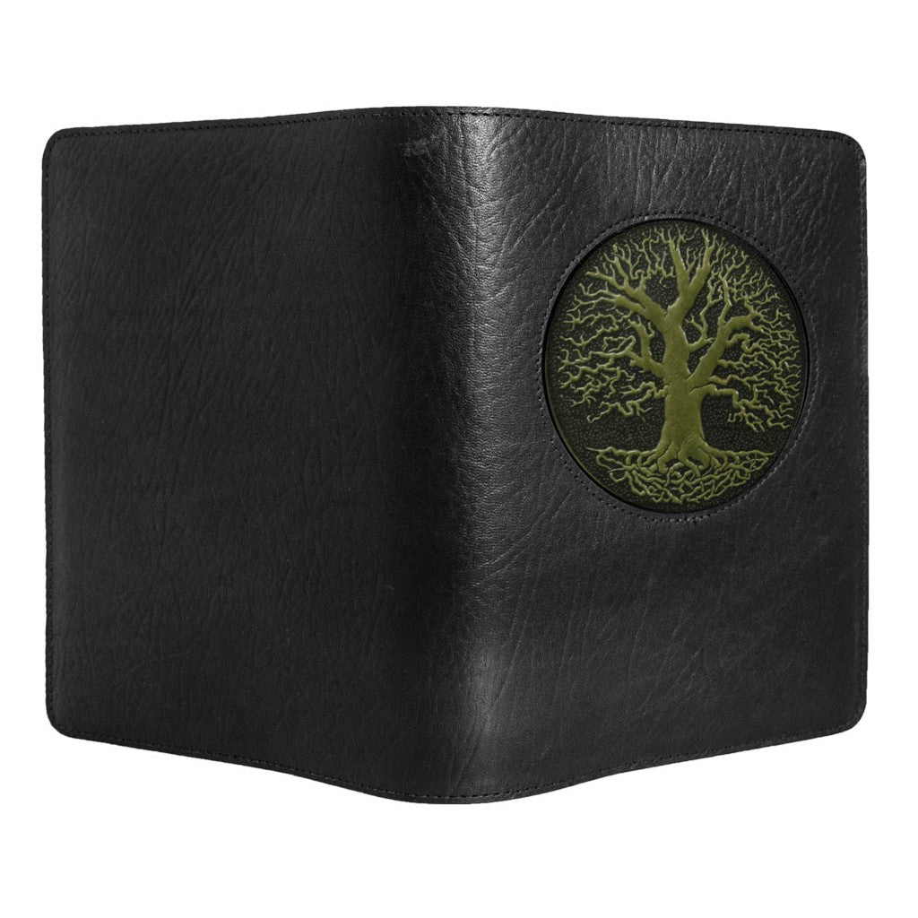 Oberon Design Leather Refillable Icon Journal Cover, Tree of Life, open