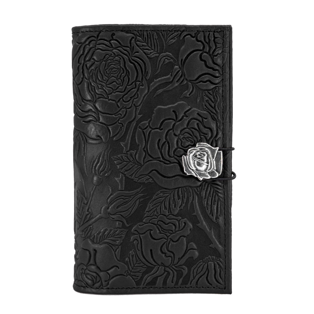 Premium Leather women&#39;s wallet, wild rose in  black