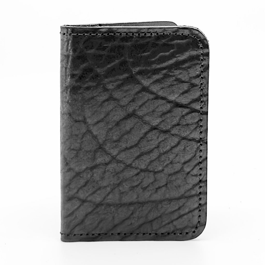 Glazed Shrunk Bison Mini Wallet, Black - Detail
