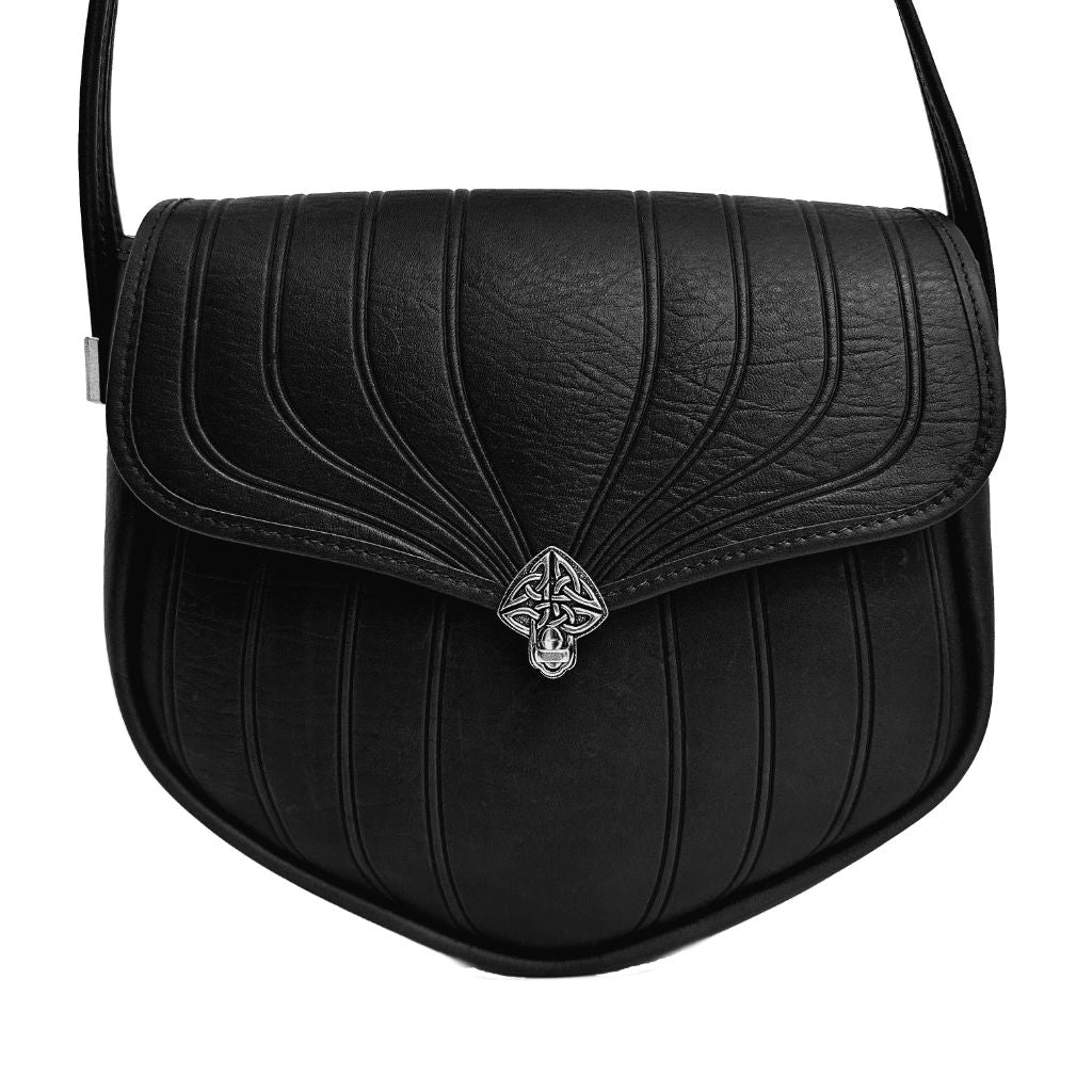 Leather Handbag, Olivia in black, Celtic closure