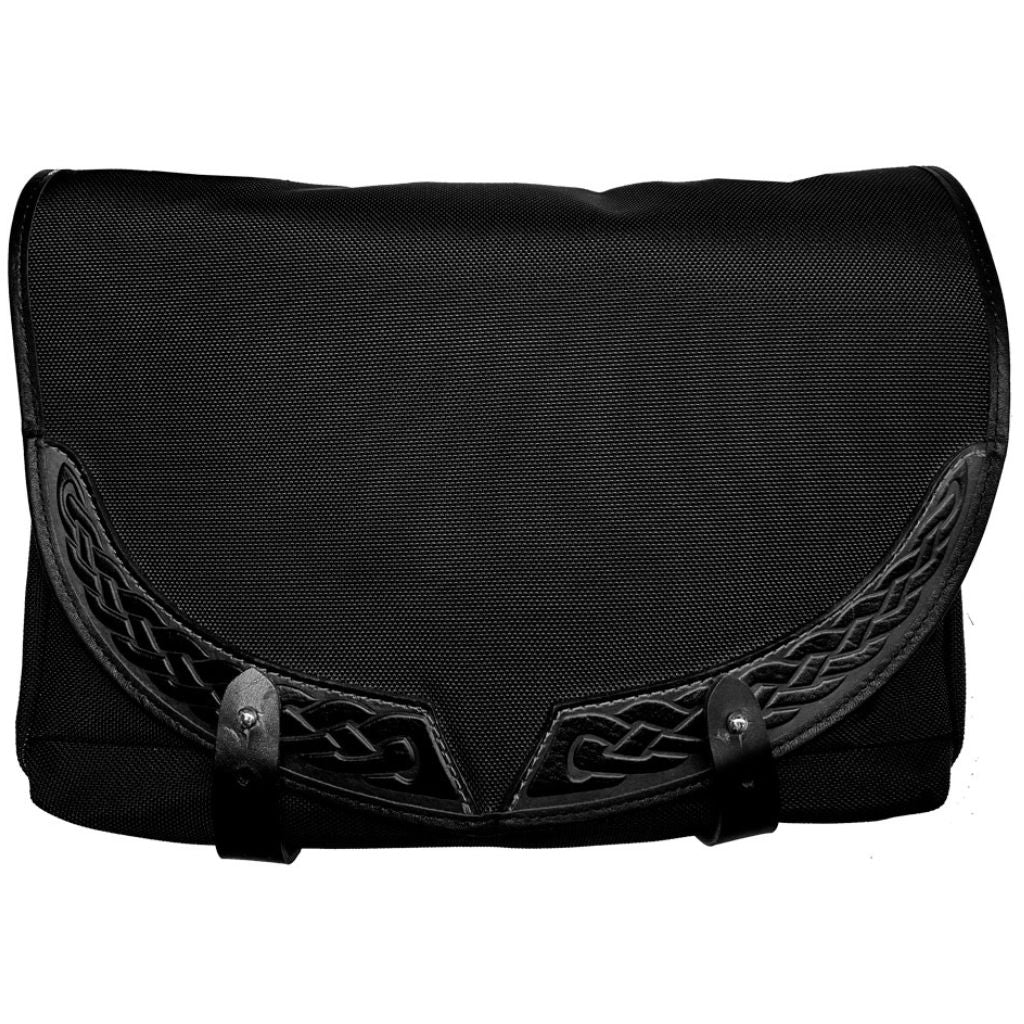 Oberon Design Messenger Bag, Slimline, Celtic Braid, Black