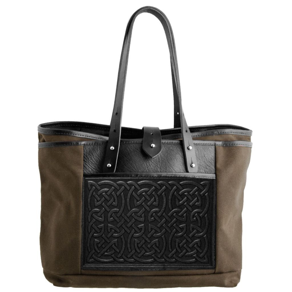 Everyday Tote, Bold Celtic in Tan & Wine