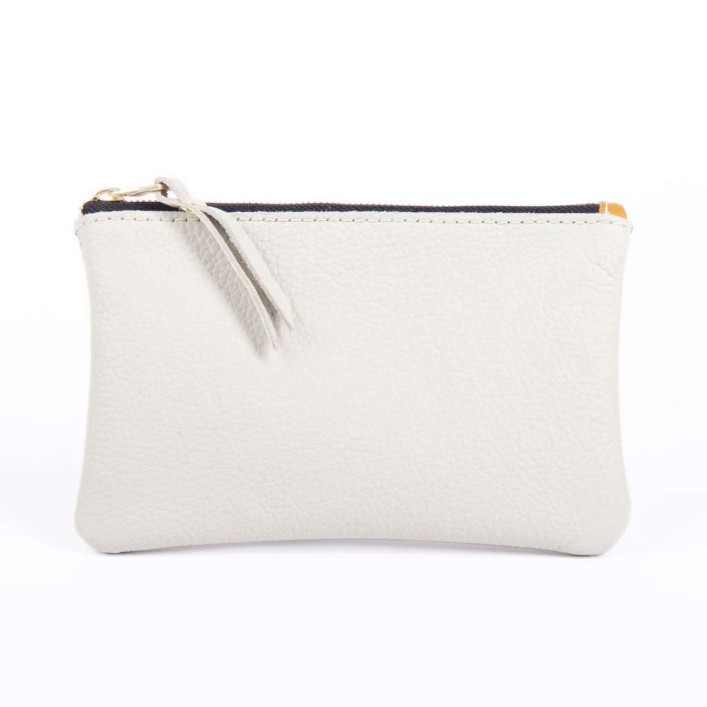 Oberon Design Zipper Pouch with Pacific Leather in Fog