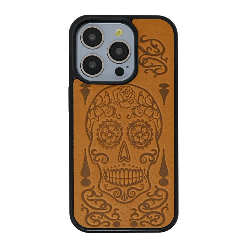 Oberon Design iPhone Case, Sugar Skull in Marigold