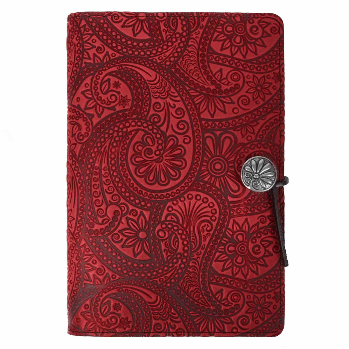 Leather Journal Cover, Paisley in Red by Oberon Design