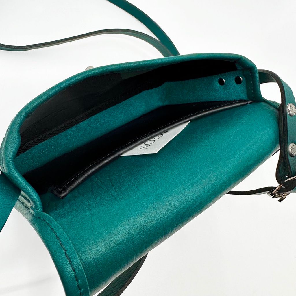 Oberon Design Leather Women&#39;s Cell Phone Handbag, Becca, Paisley, Teal Interior