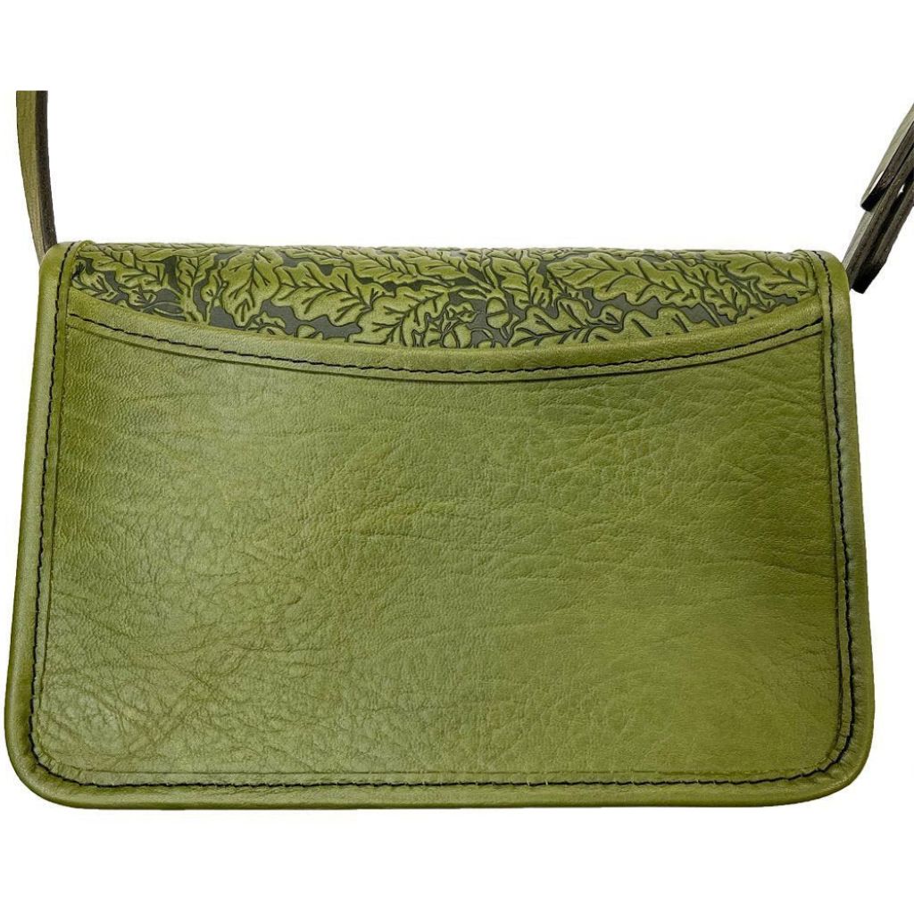 Oberon Design Leather Women&#39;s Cell Phone Handbag, Becca, Oak Leaves, Fern, Back