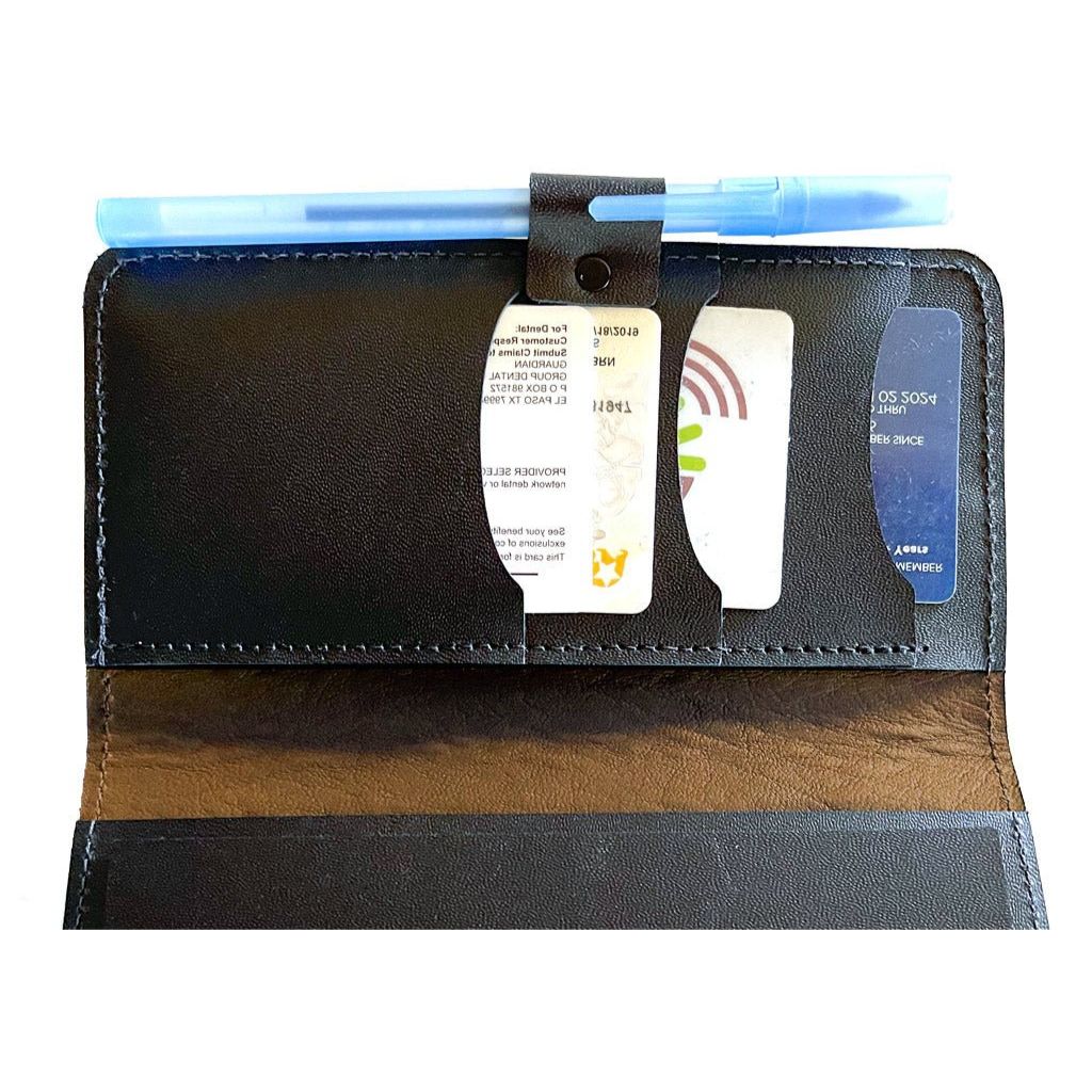 Checkbook Cover, Interior with Card Holders &amp; Pen Loop - Saddle