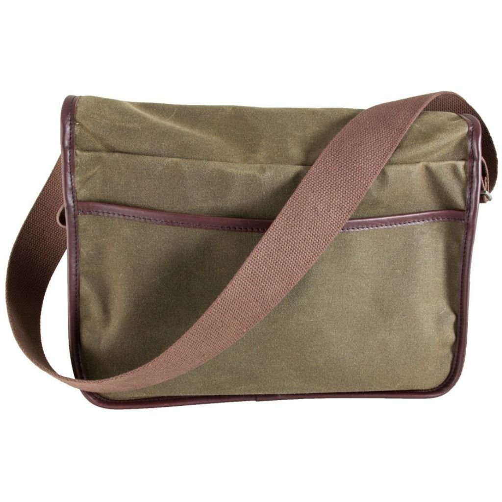 Oberon Design Crosstown Messenger Bag, Waxed Canvas &amp; Leather, Tan &amp; Wine, Back