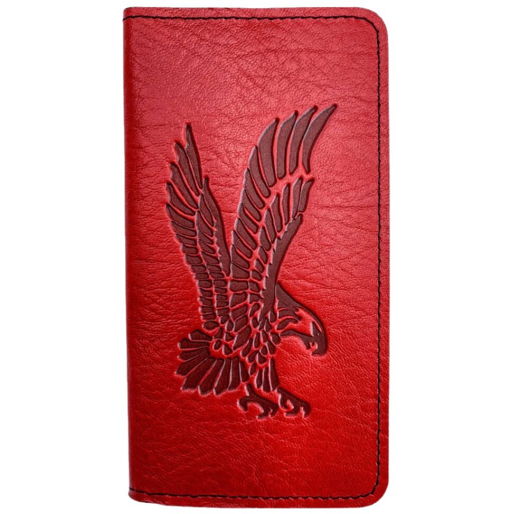 Leather Checkbook Cover, Eagle, Red