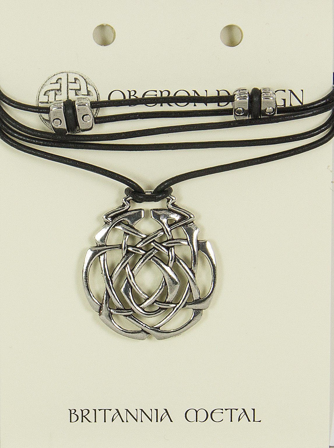 Oberon Design Britannia Metal Jewelry, Necklace, Eternity Knot, Card