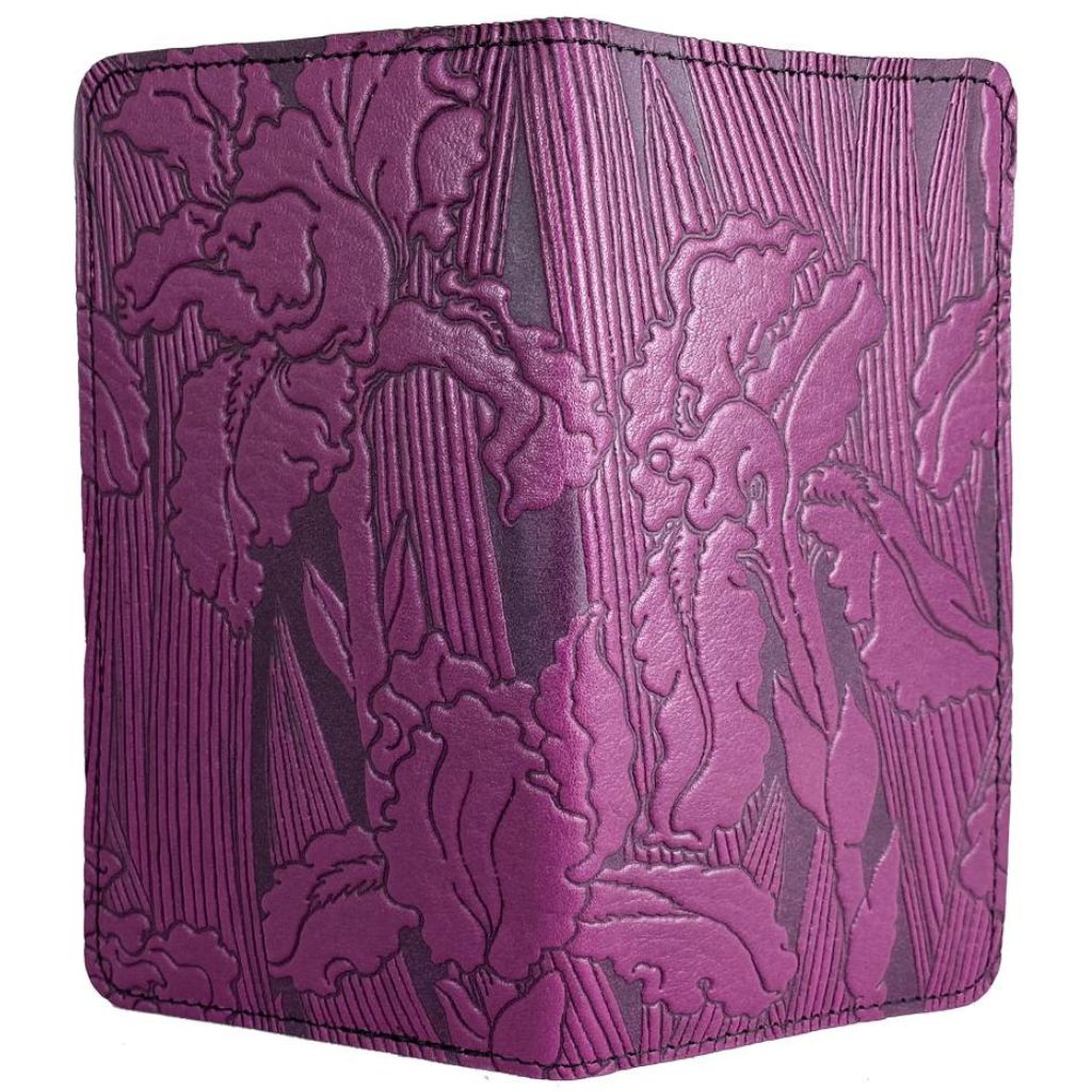Checkbook Cover - Iris in Orchid, Open