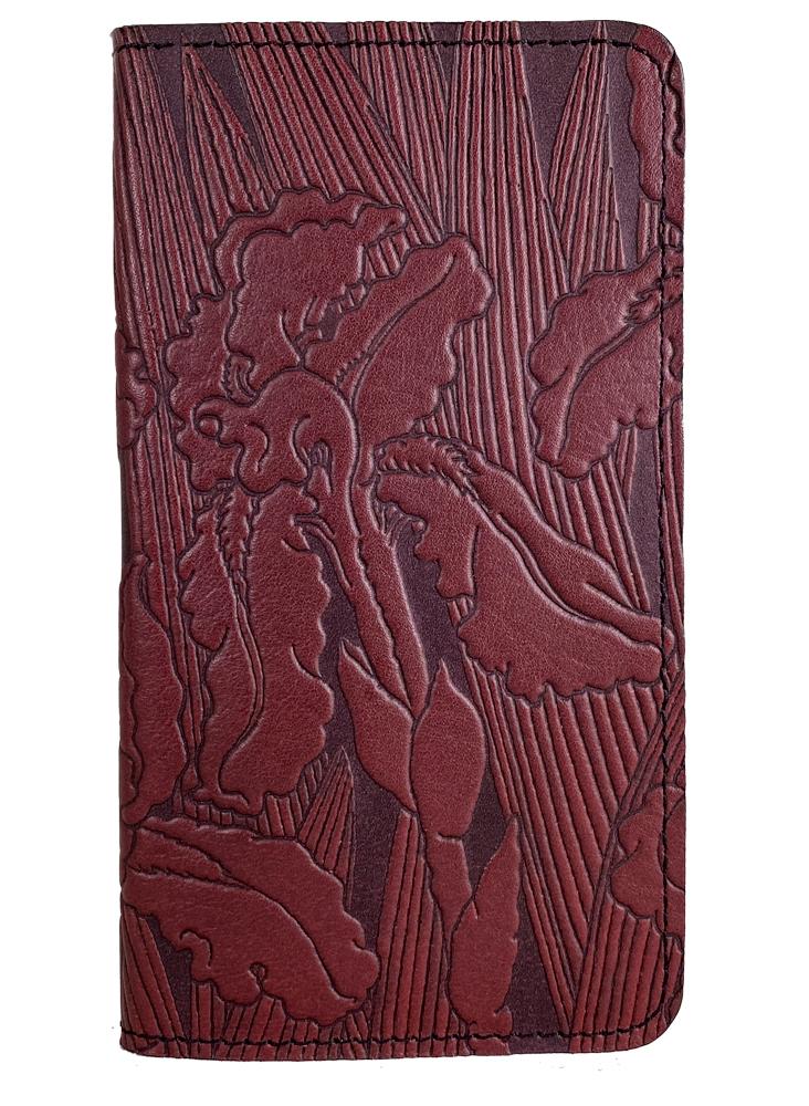 Oberon Design Small Leather Smartphone Wallet, Iris in Wine
