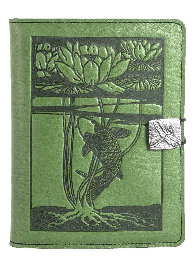 Genuine leather cover, case for Kindle e-Readers, Water Lily Koi, Fern