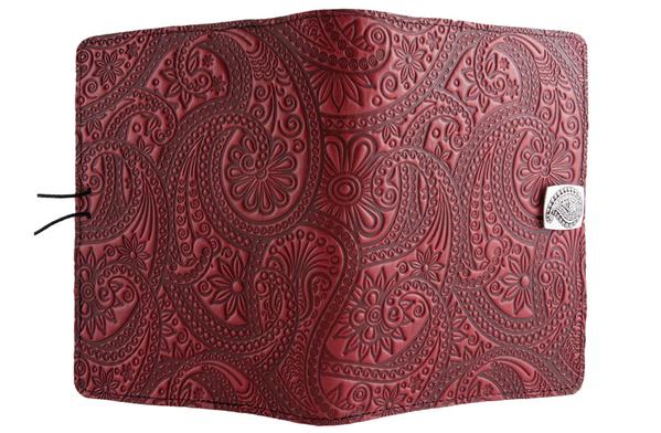 Oberon Design Leather Cover for Kindle Oasis, Paisley in Red
