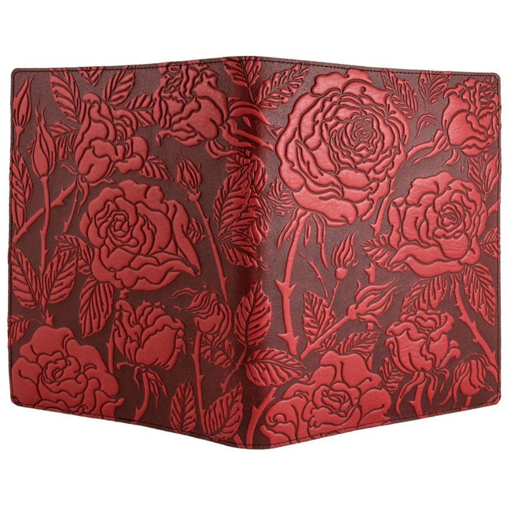 Wild Rose Composition Notebook Cover, Red - Open
