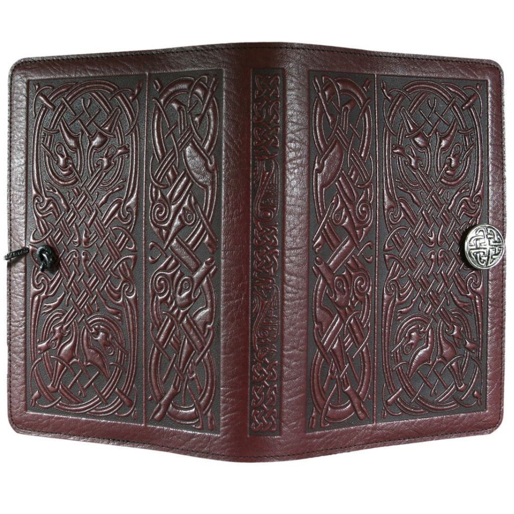 Leather Refillable Journal Notebook, Celtic Hounds