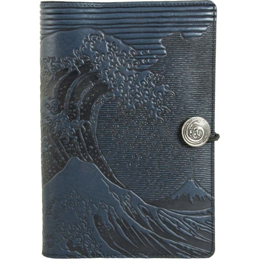 Leather Refillable Journal Notebook, Hokusai Wave