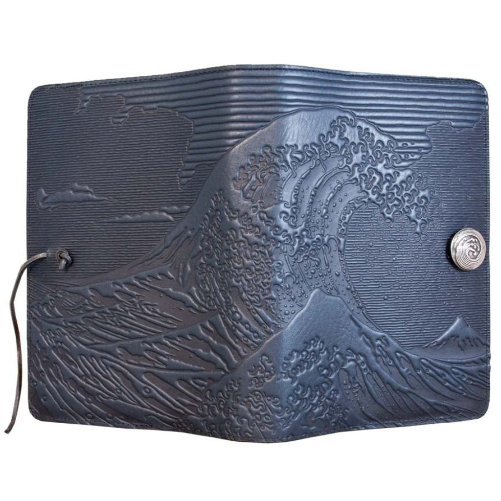 Leather Refillable Journal Notebook, Hokusai Wave