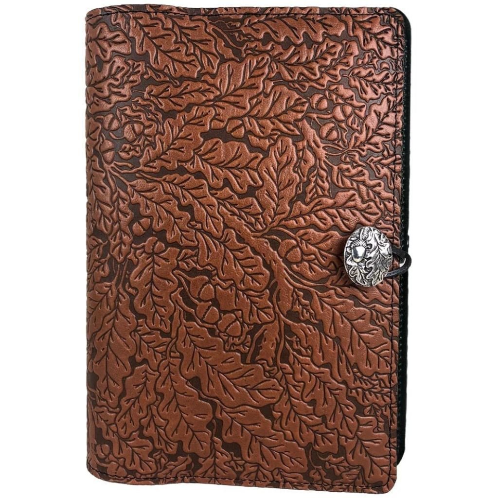 Leather Refillable Journal Notebook, Oak Leaves