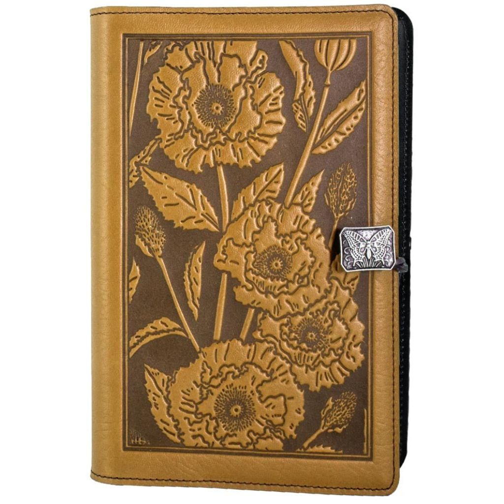 Leather Refillable Journal Notebook, Oriental Poppy