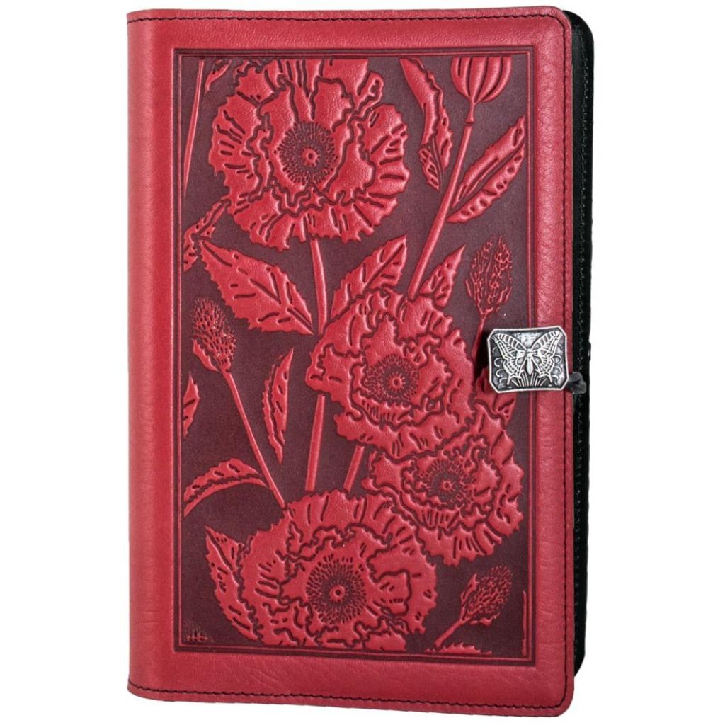 Leather Refillable Journal Notebook, Oriental Poppy