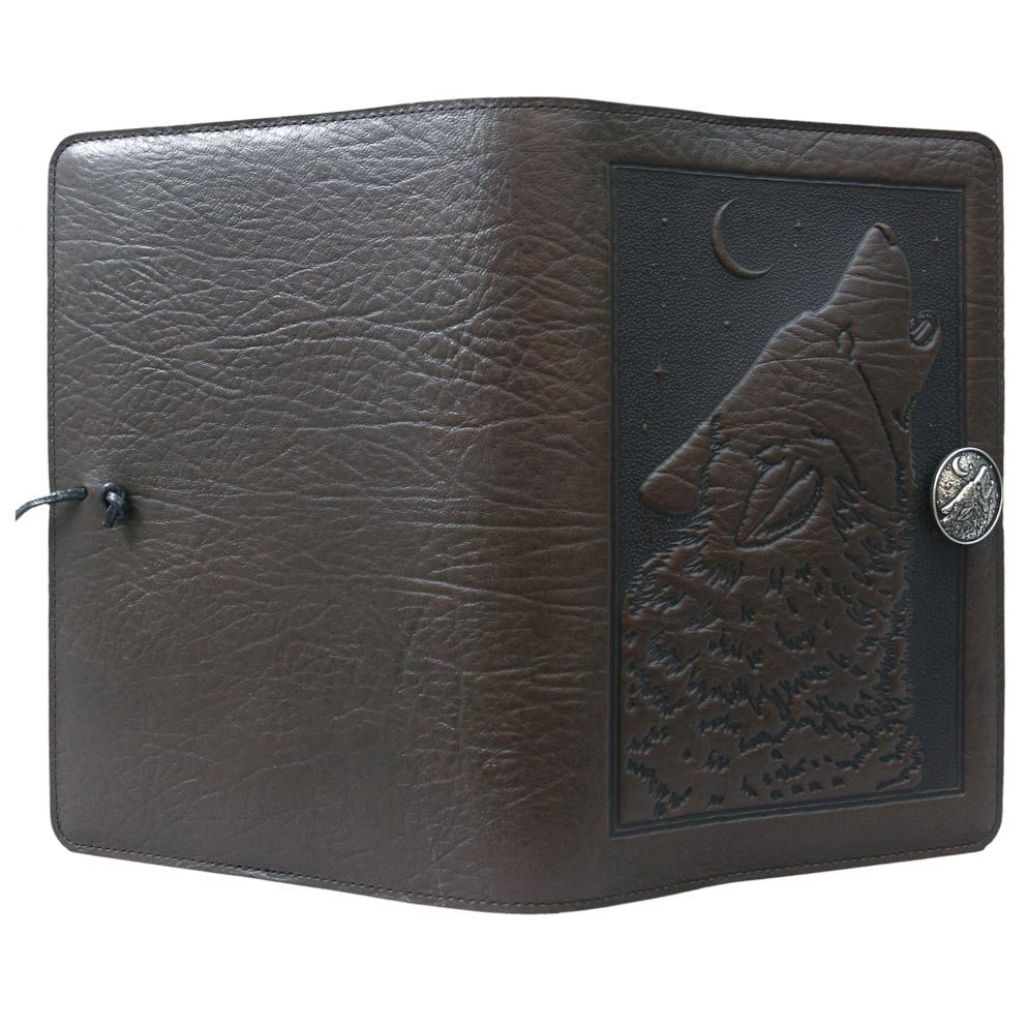 Leather Refillable Journal Notebook, Singing Wolf