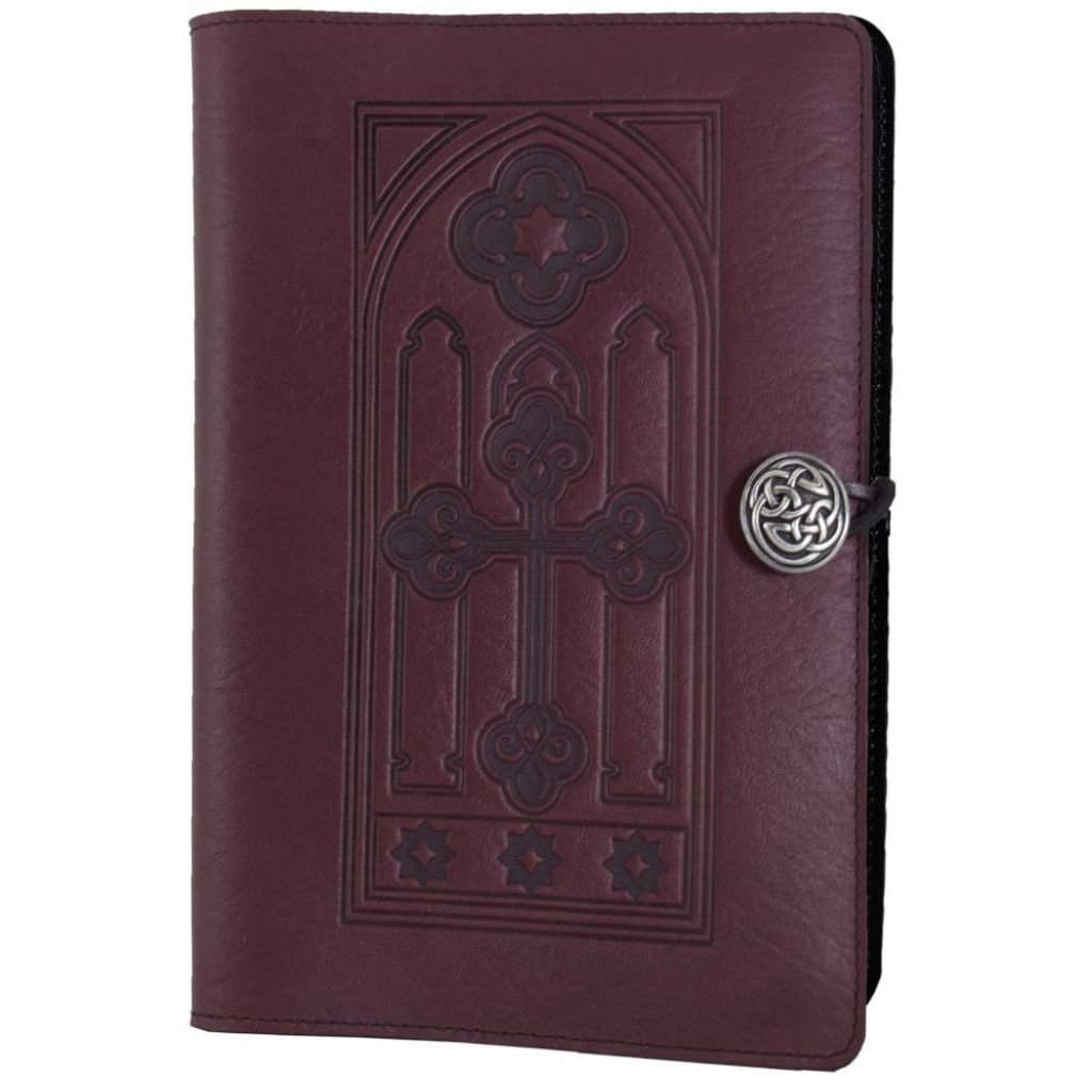 Leather Refillable Journal Notebook, Stained Glass